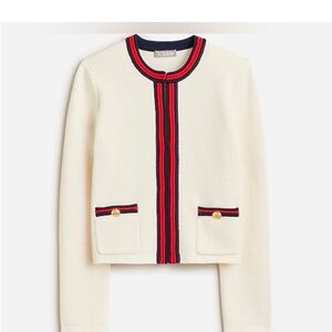 J.Crew Cream Cardigan with Red and Blue Trim